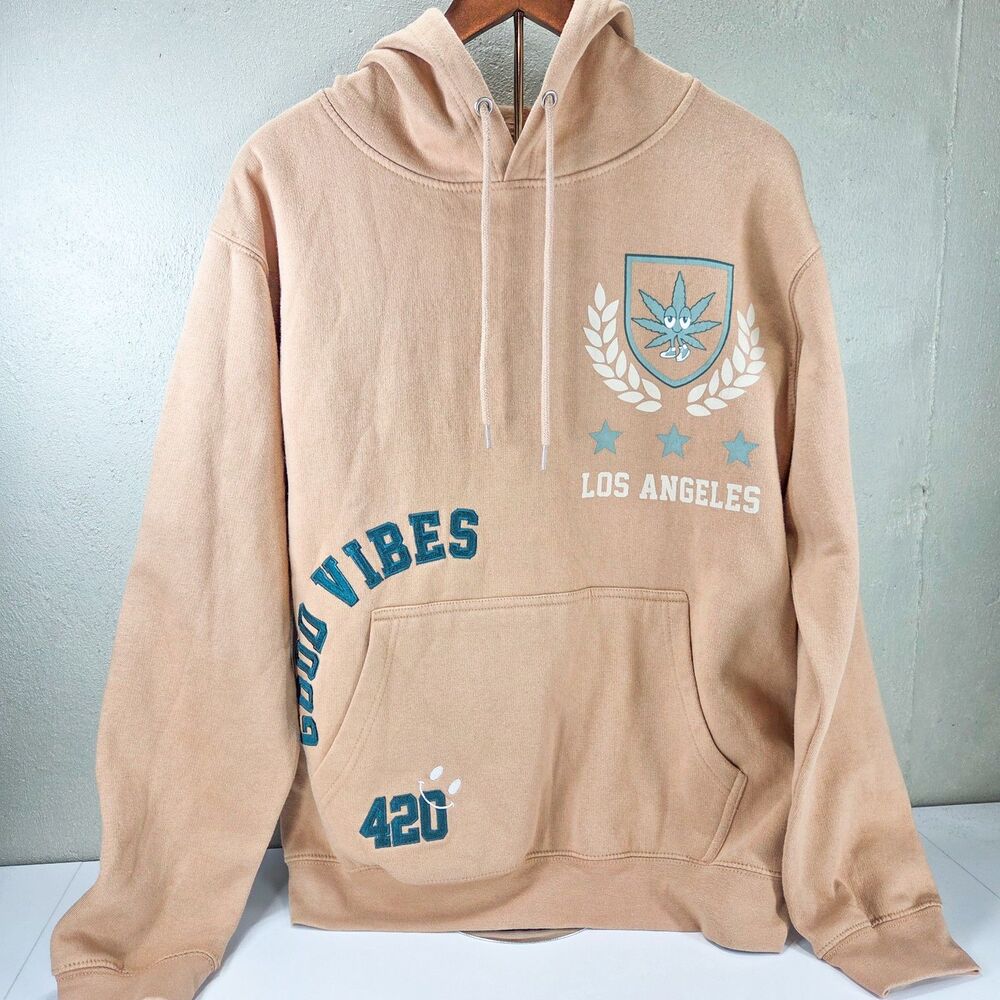 Eighty Eight Brand Los Angeles Good Vibes 420 Hoodie Sand Beige Men's Large